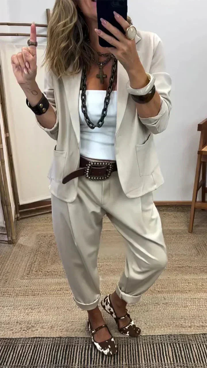 Rosina - Conjunto de americana y pantalón de tacto suave