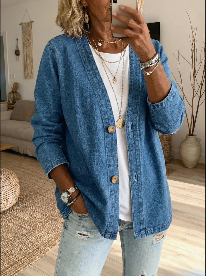 Shiloh - Cárdigan abotonado de denim ligero