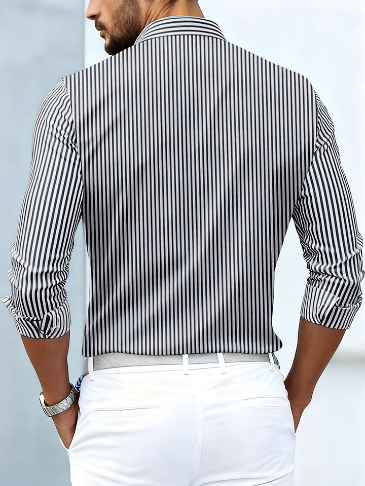 Bexhill - Camisa de rayas de manga larga con efecto lavado vintage