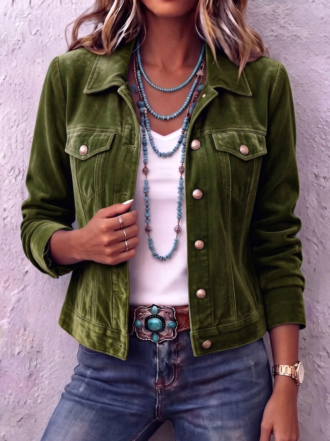 Amandria - Chaqueta abotonada con lavado vintage