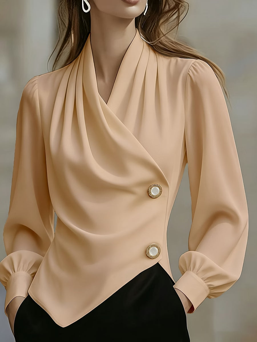Ximena - Blusa de satén con drapeado elegante