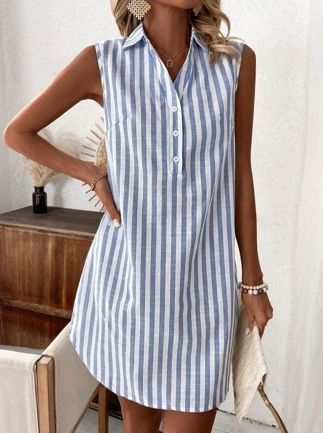 Anora - Vestido camisero a rayas de tacto suave
