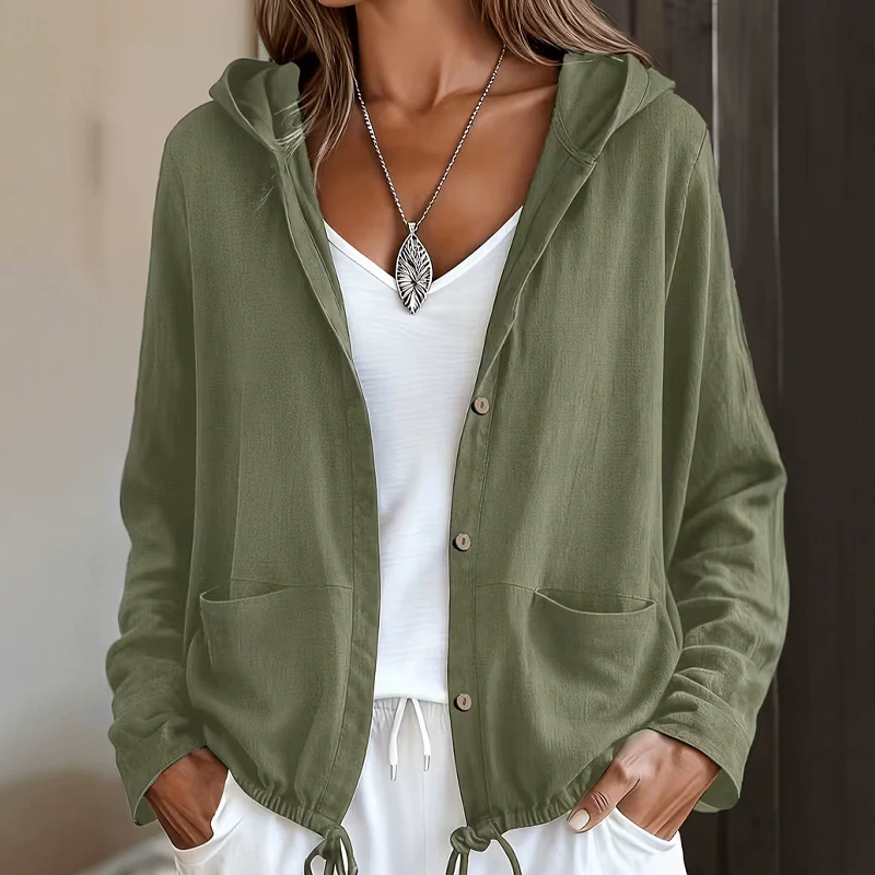 Anavella - Chaqueta abotonada con capucha de corte relajado