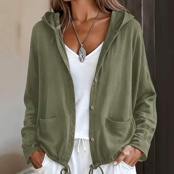 Anavella - Chaqueta abotonada con capucha de corte relajado
