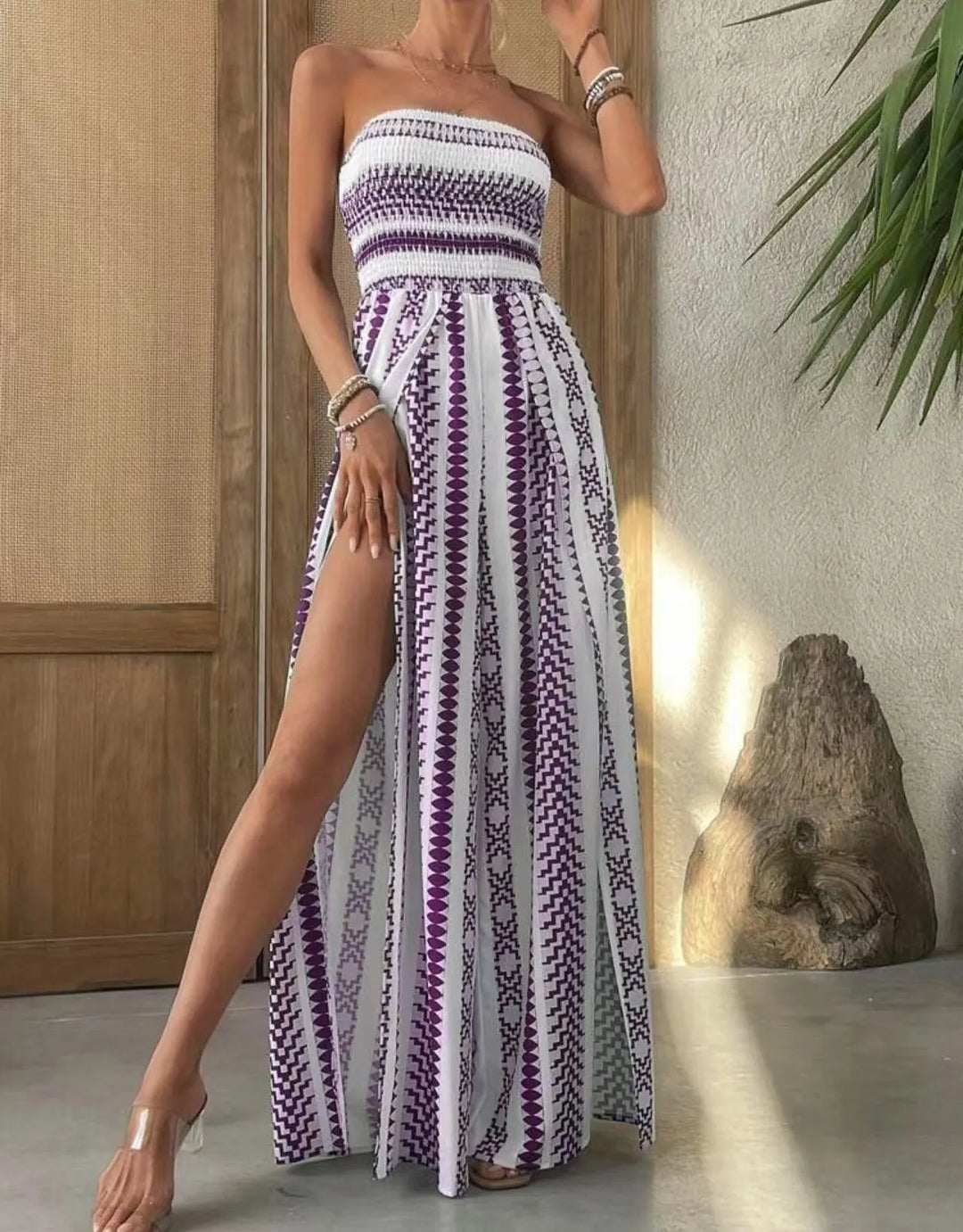 Idalia - Vestido largo estampado palabra de honor