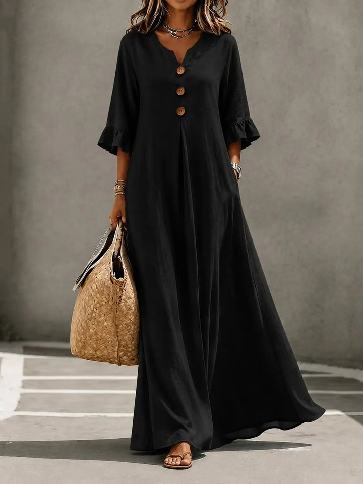 Vesperelle - Vestido largo con escote en V y suave al tacto