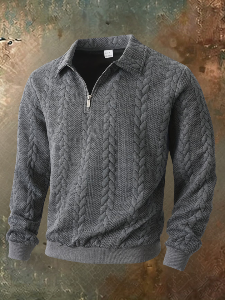 Belvorn - Jersey de media cremallera de punto trenzado premium