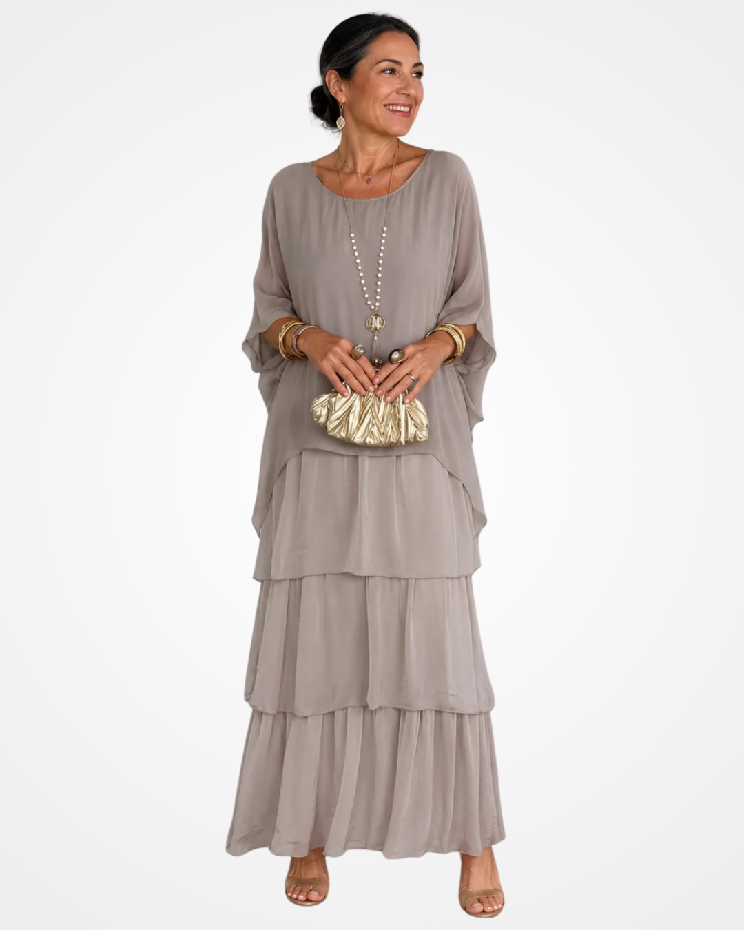 Sylvia - Vestido largo fluido de tacto suave