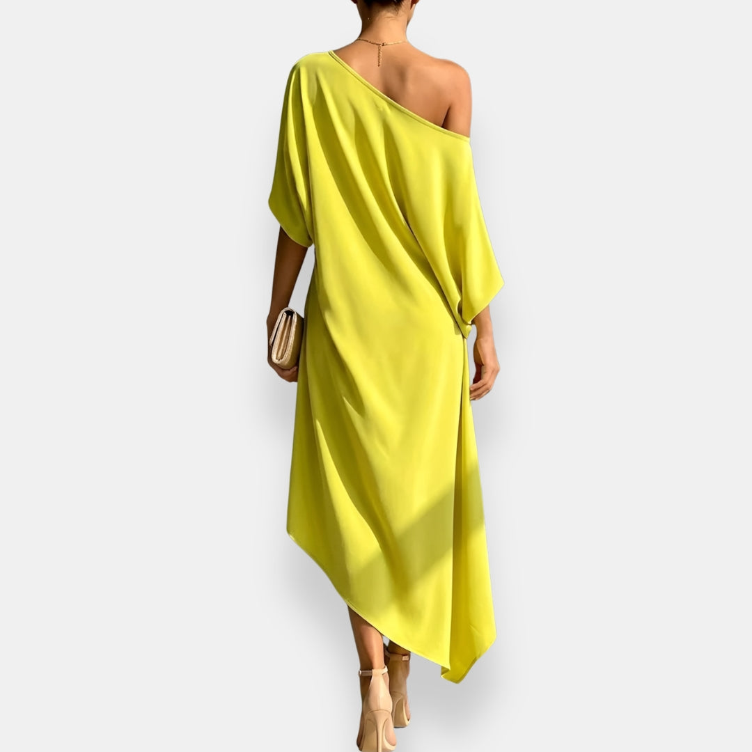 Edwina - Vestido de noche asimétrico fluido