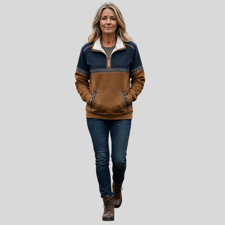 Coraia - Sudadera de felpa con media cremallera