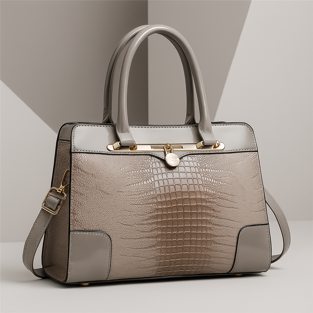 Aeryn - Bolso de mano estructurado con efecto cocodrilo