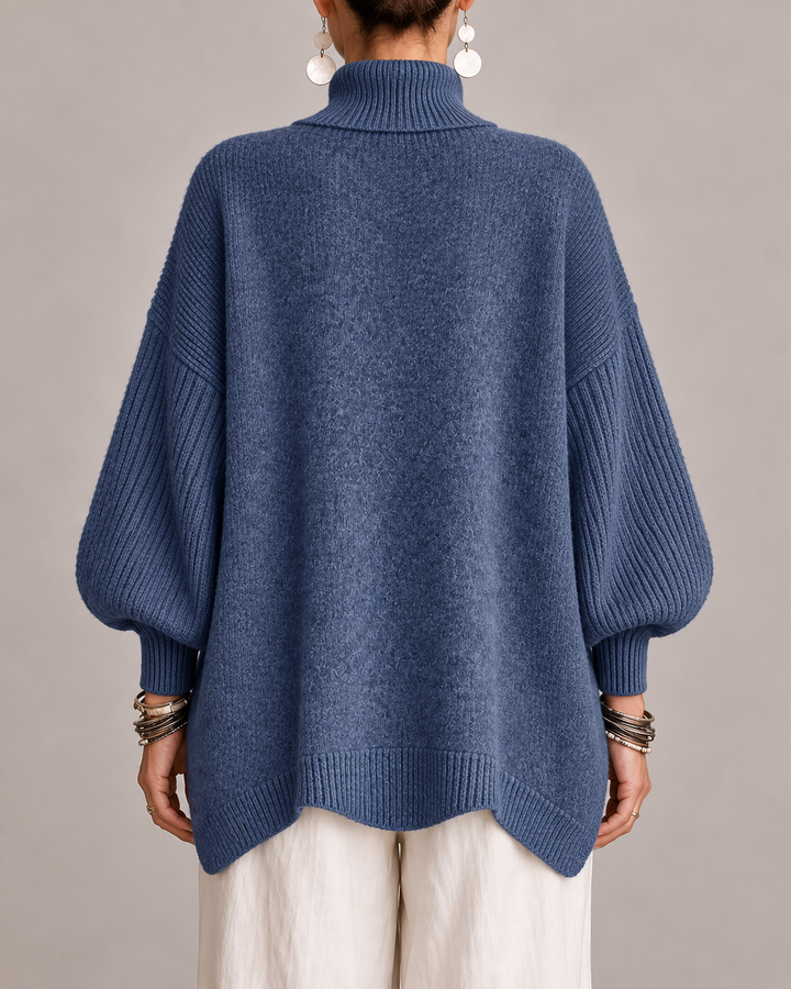 Sorcha - Jersey de cuello alto drapeado de corte relajado