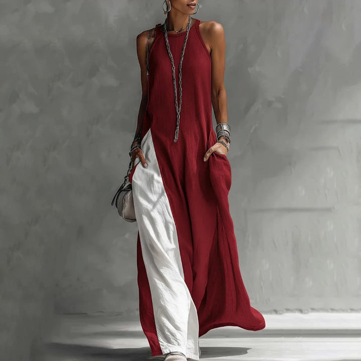 Zarella - Vestido largo de tacto suave con bloques de color