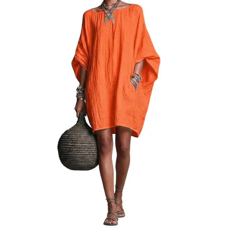 Sabina - Vestido midi con escote bardot de tacto suave