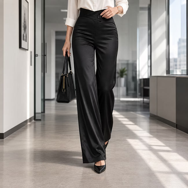 Esmae - Pantalones de pernera ancha satinados