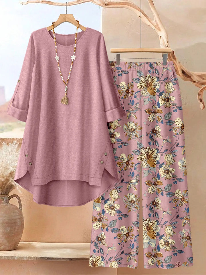 Rosette - Conjunto de túnica de capas ligera y pantalón de pernera ancha