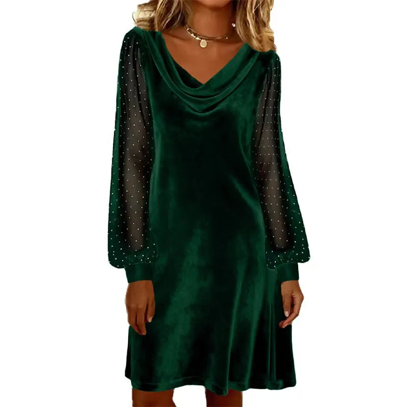 Verelia - Minivestido de terciopelo con escote drapeado