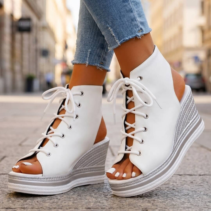 Layla - Sandalias de cuña altas con cordones