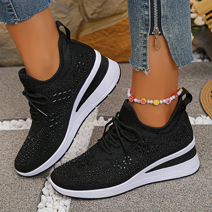 Lilia - Zapatillas de cuña con aplicaciones de strass