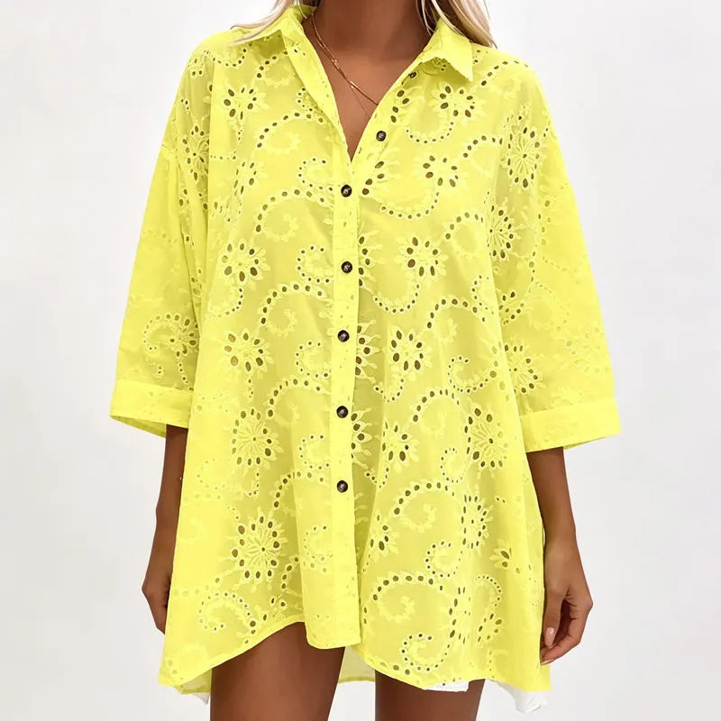 Amarielle - Vestido fresco bordado con botones