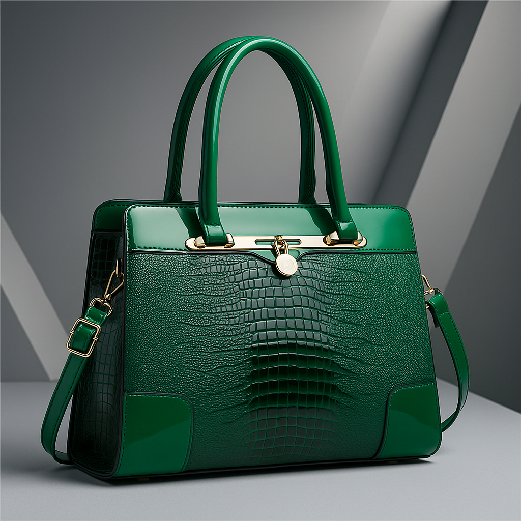 Aeryn - Bolso de mano estructurado con efecto cocodrilo