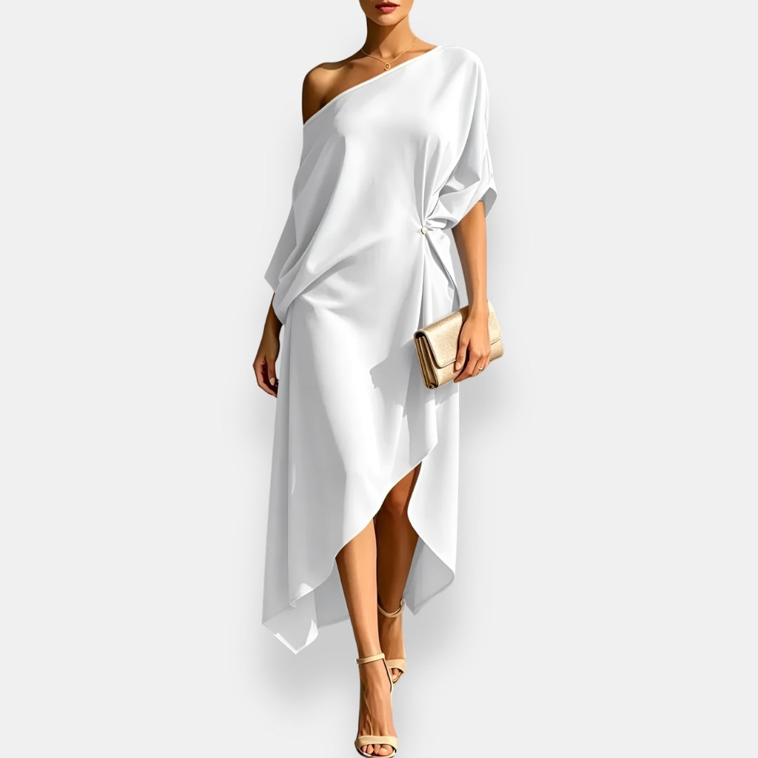 Edwina - Vestido de noche asimétrico fluido