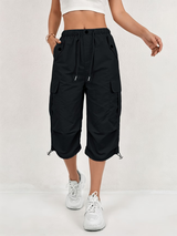 Donatella - Pantalón cargo capri ligero y elástico