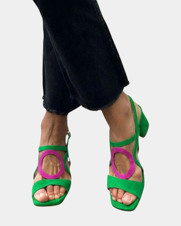 Florette - Sandalias de tacón ancho con tiras caladas
