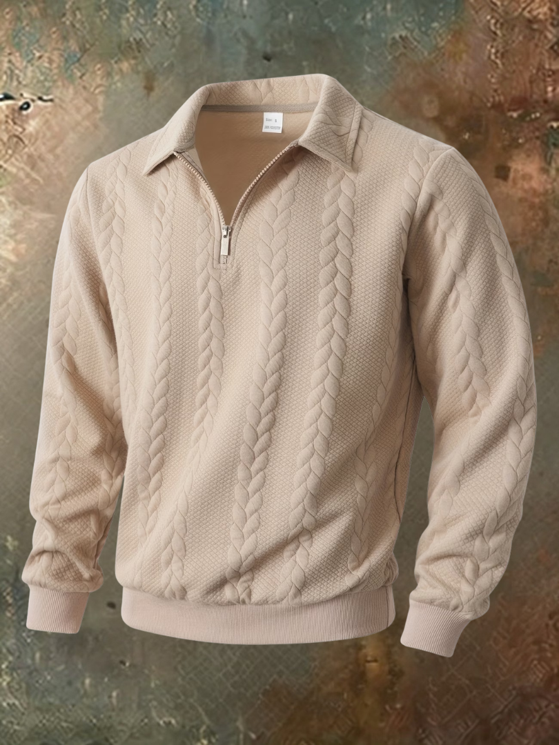 Belvorn - Jersey de media cremallera de punto trenzado premium