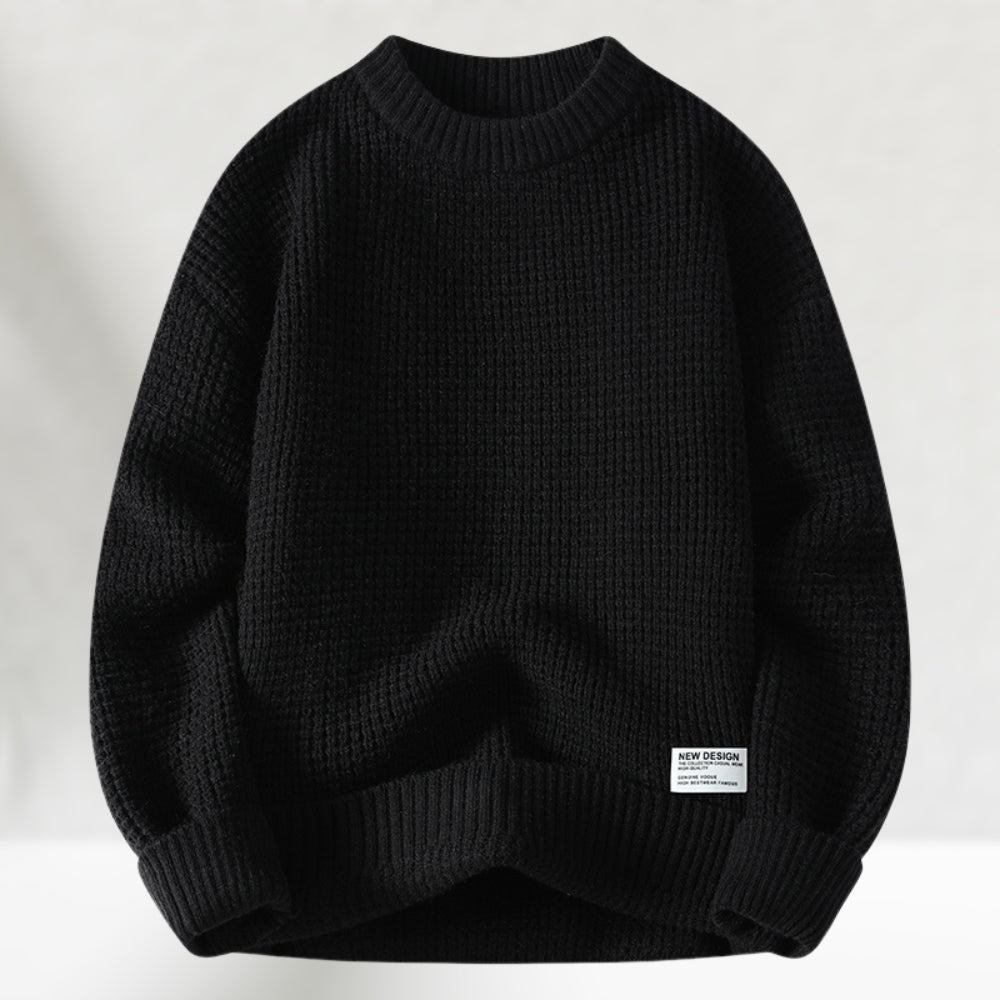 Eldric - Jersey de cuello redondo de punto gofre