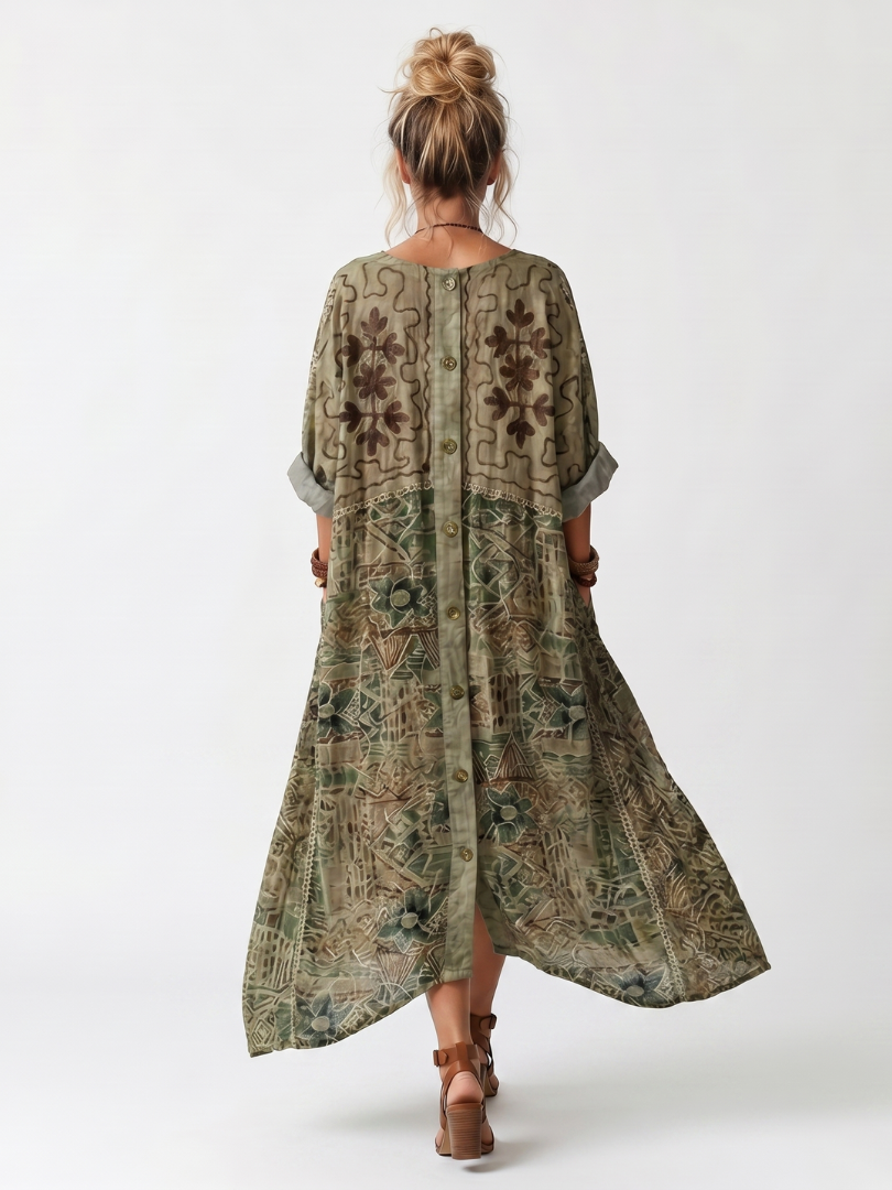 Roselisse - Vestido midi ligero con botonadura delantera