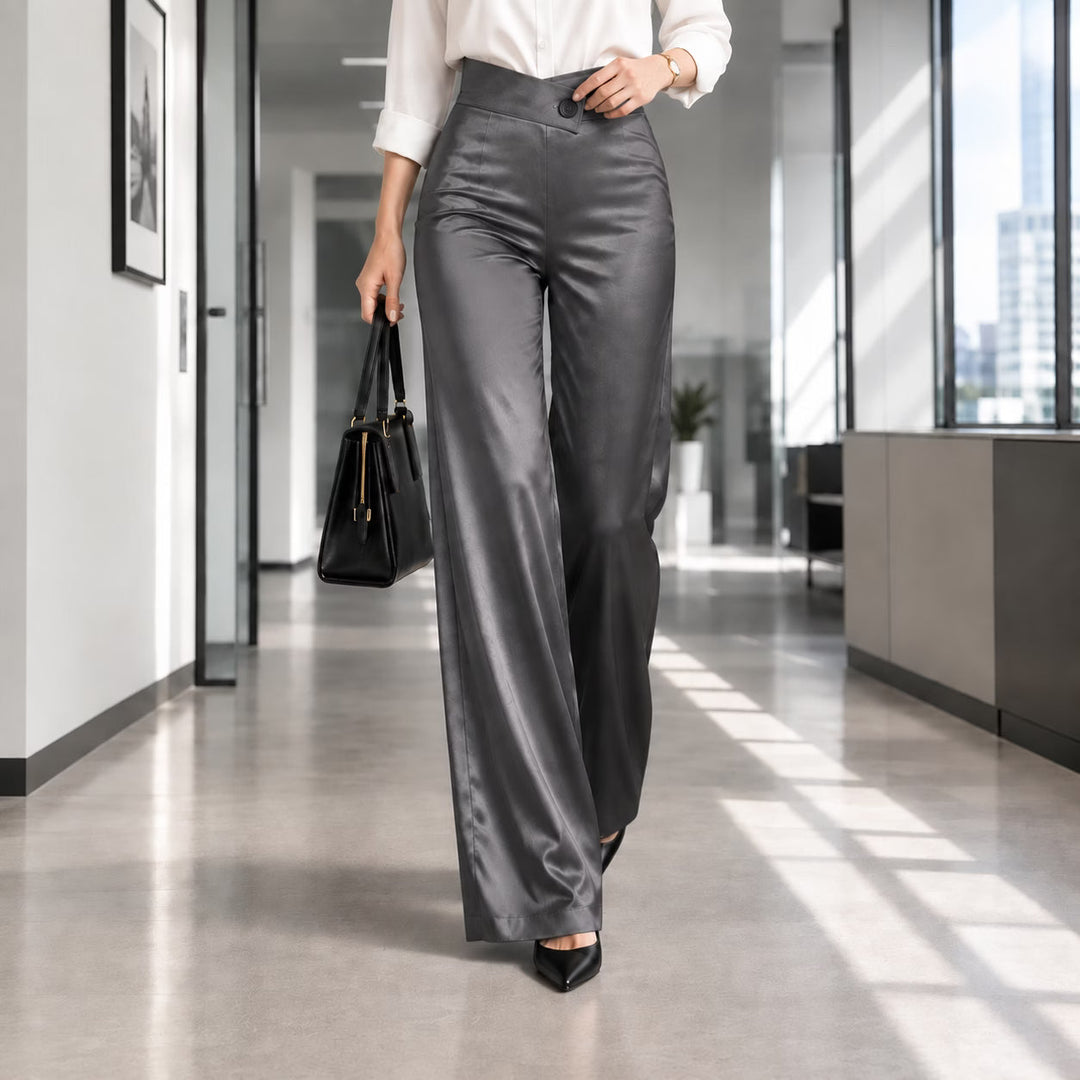 Esmae - Pantalones de pernera ancha satinados
