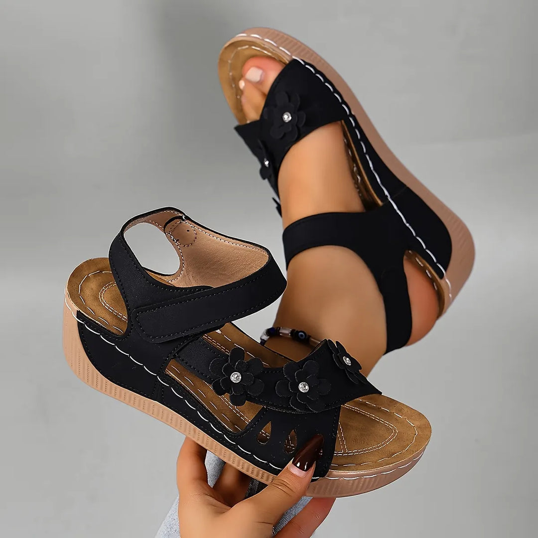 Fiorelia - Sandalias de cuña florales cómodas