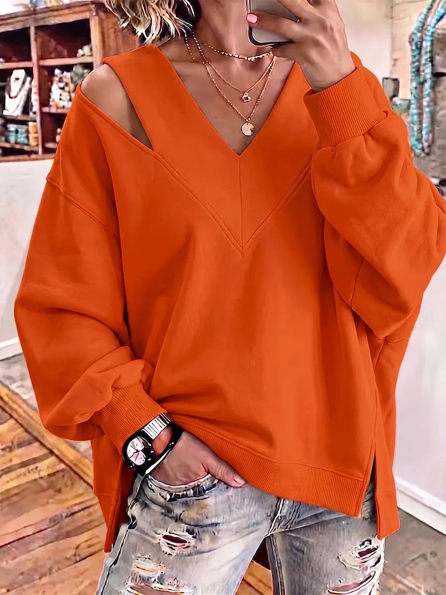 Aurelia - Sudadera de cuello en pico y tacto suave
