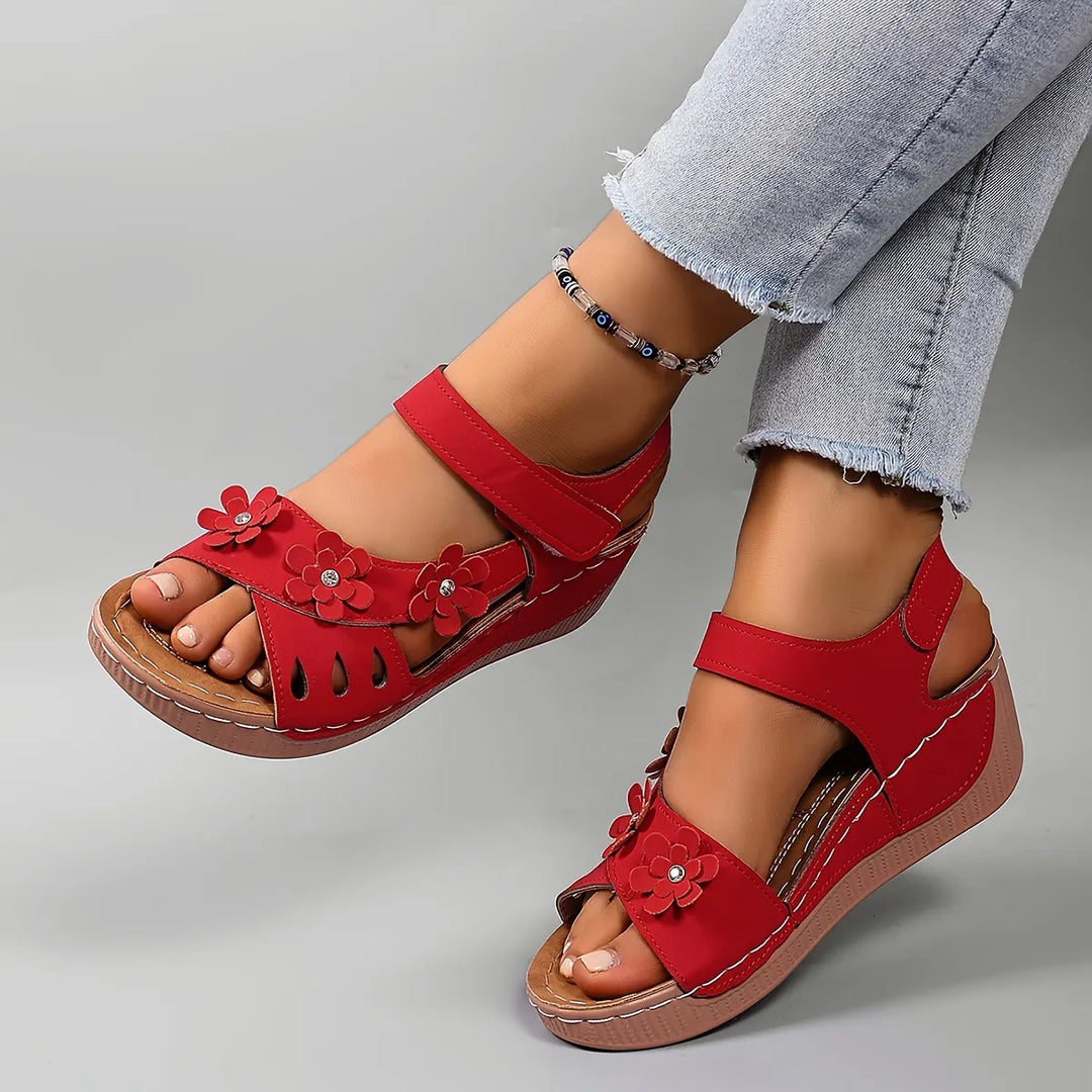 Fiorelia - Sandalias de cuña florales cómodas