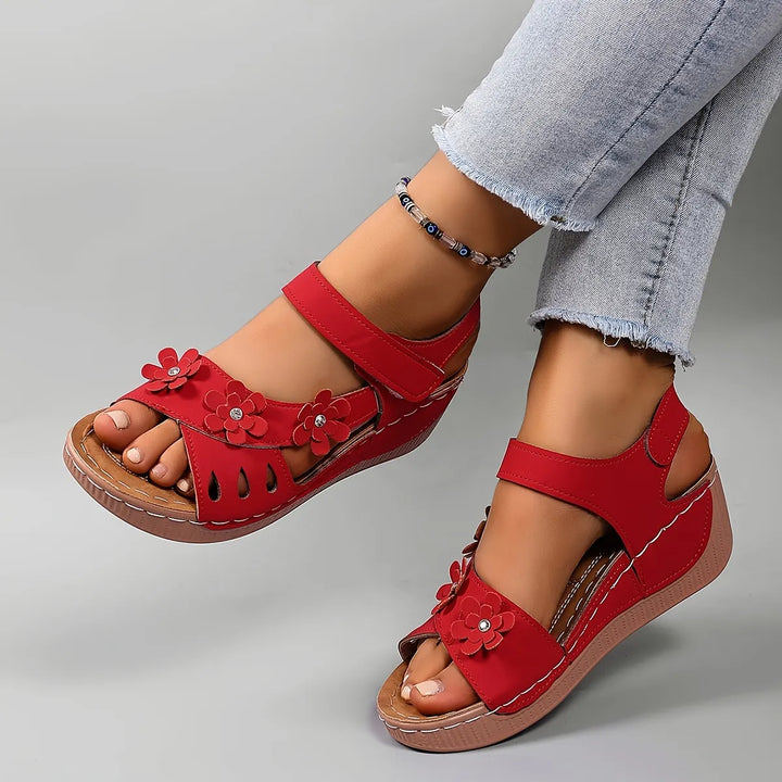 Fiorelia - Sandalias de cuña florales cómodas