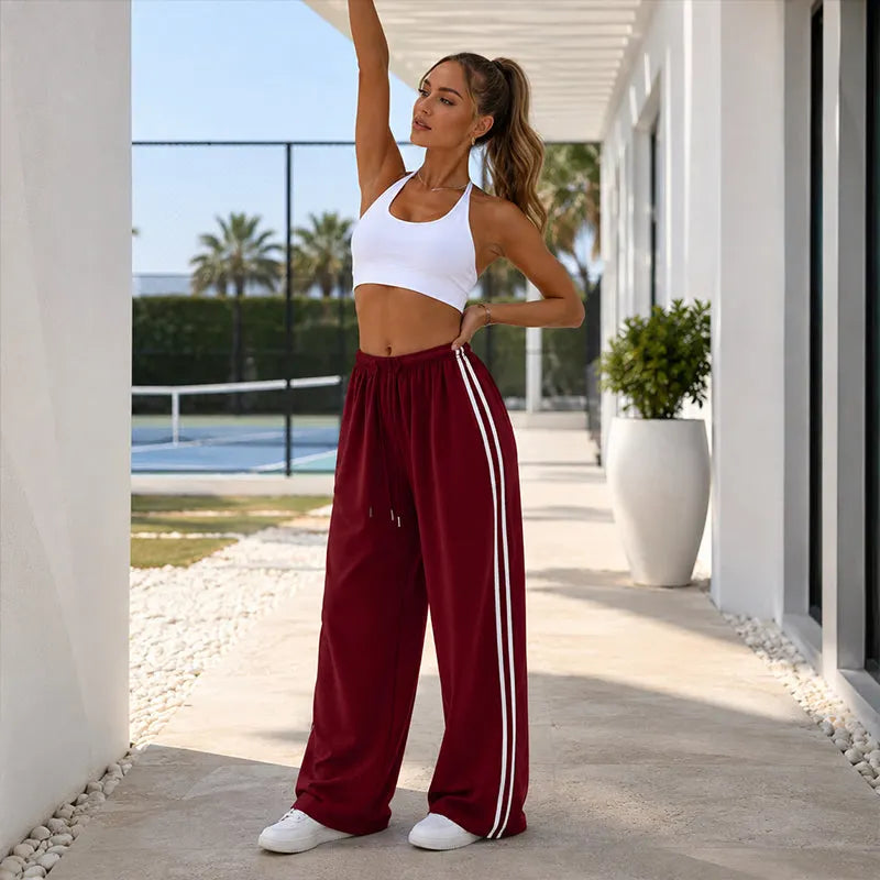Adorielle - Pantalón ancho de rayas deportivas