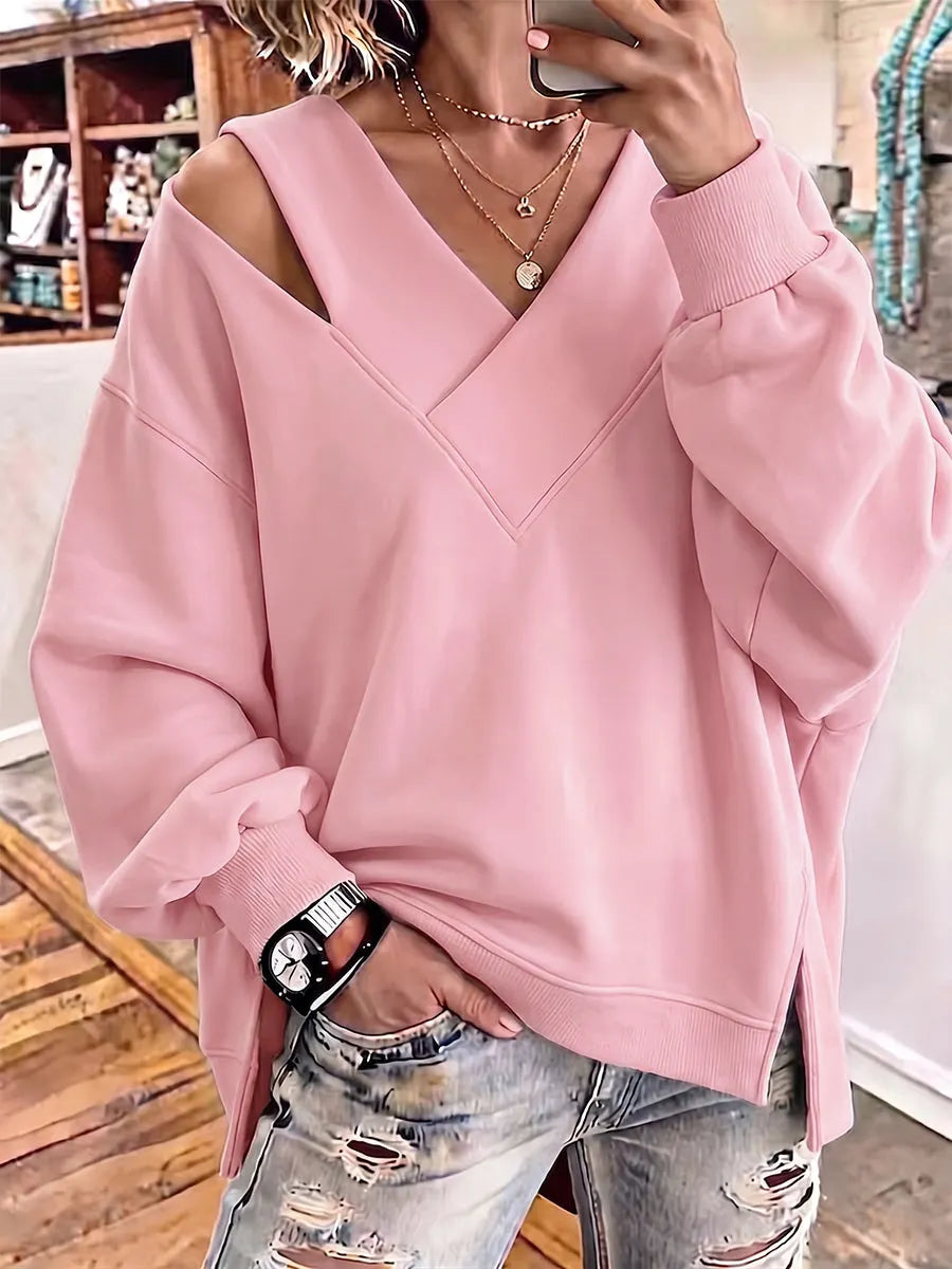 Aurelia - Sudadera de cuello en pico y tacto suave
