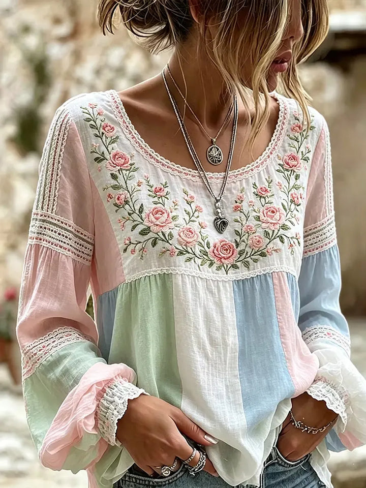 Tressalia - Blusa de lino bordada
