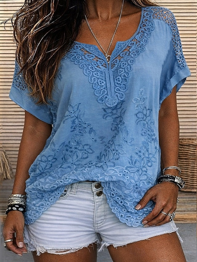 Ember - Blusa de encaje bordado con escote en V