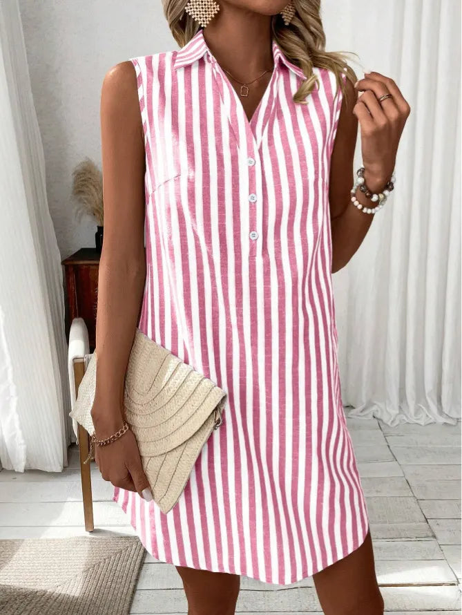 Anora - Vestido camisero a rayas de tacto suave
