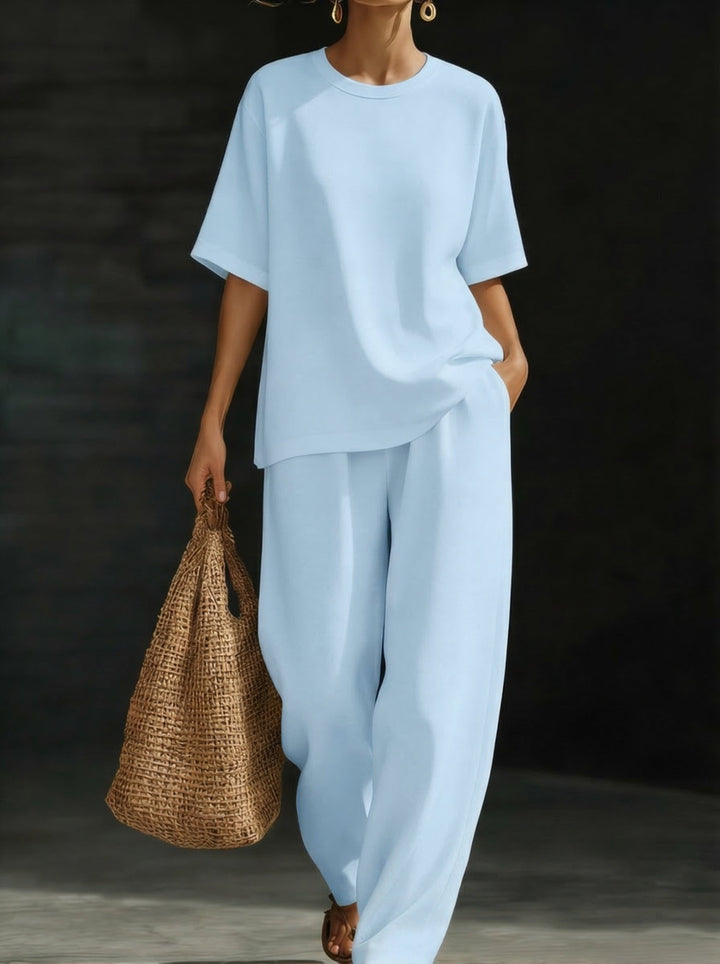 Annika - Conjunto de top holgado y pantalón de pernera ancha