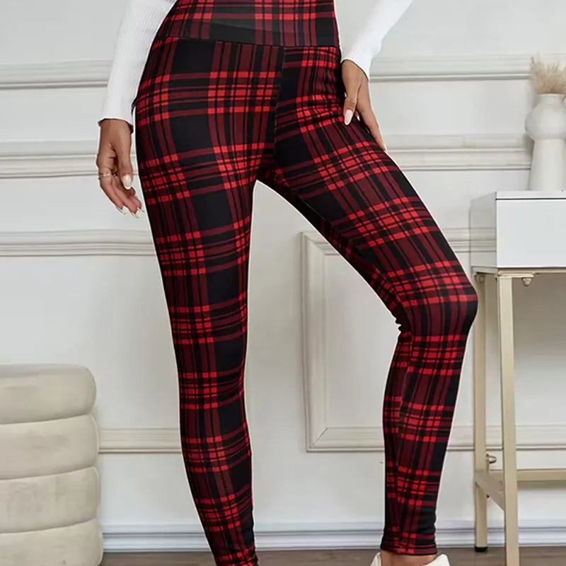Estelyn - Leggings elásticos de cuadros clásicos