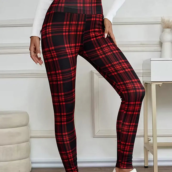 Estelyn - Leggings elásticos de cuadros clásicos