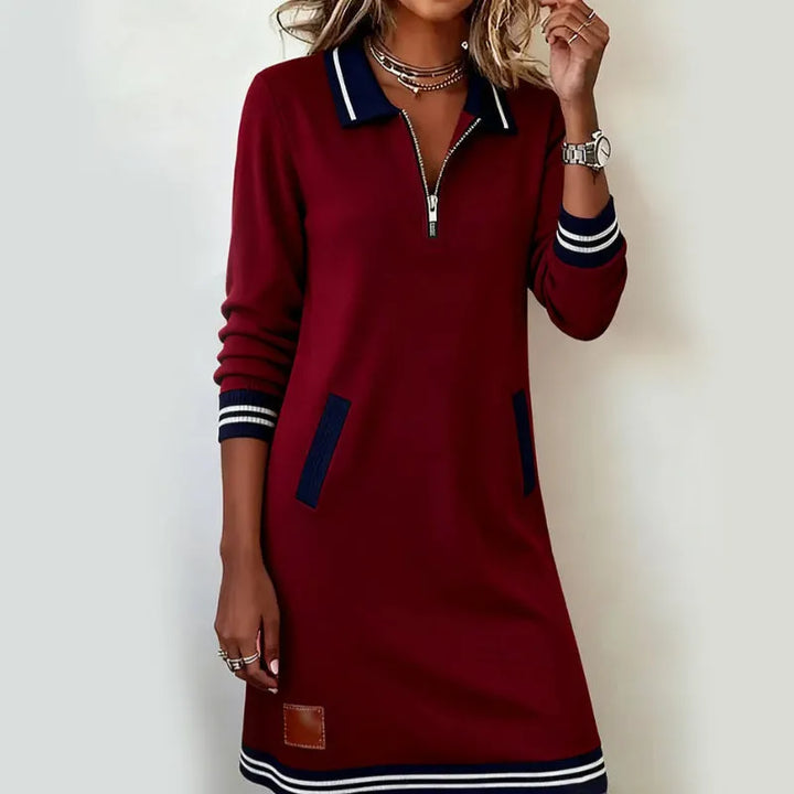 Caelyn - Vestido polo con cremallera de ¼ en el cuello y tacto suave