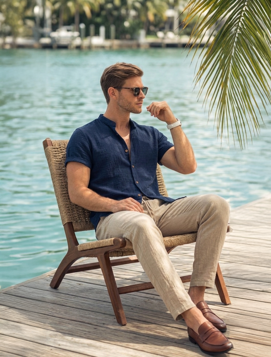 Adrián - Conjunto de camisa y pantalón ligeros de verano