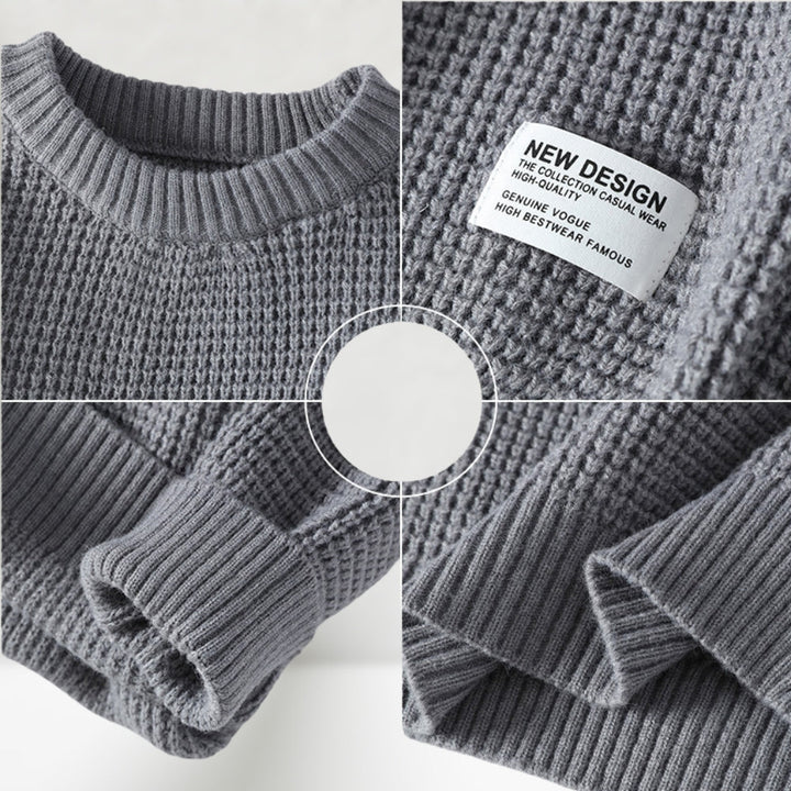 Eldric - Jersey de cuello redondo de punto gofre