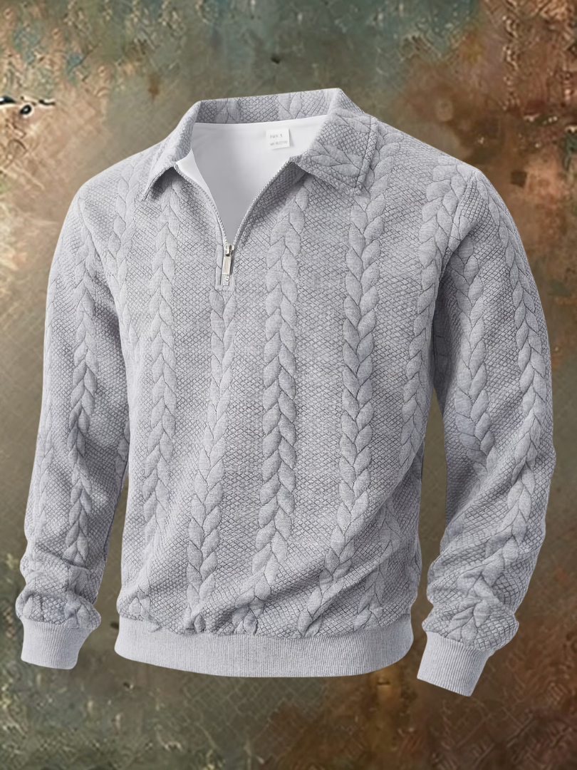 Belvorn - Jersey de media cremallera de punto trenzado premium