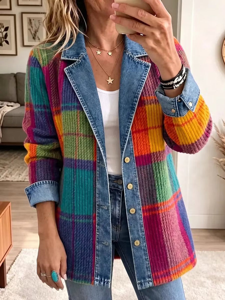 Sasha - Chaqueta vaquera de punto a rayas multicolor