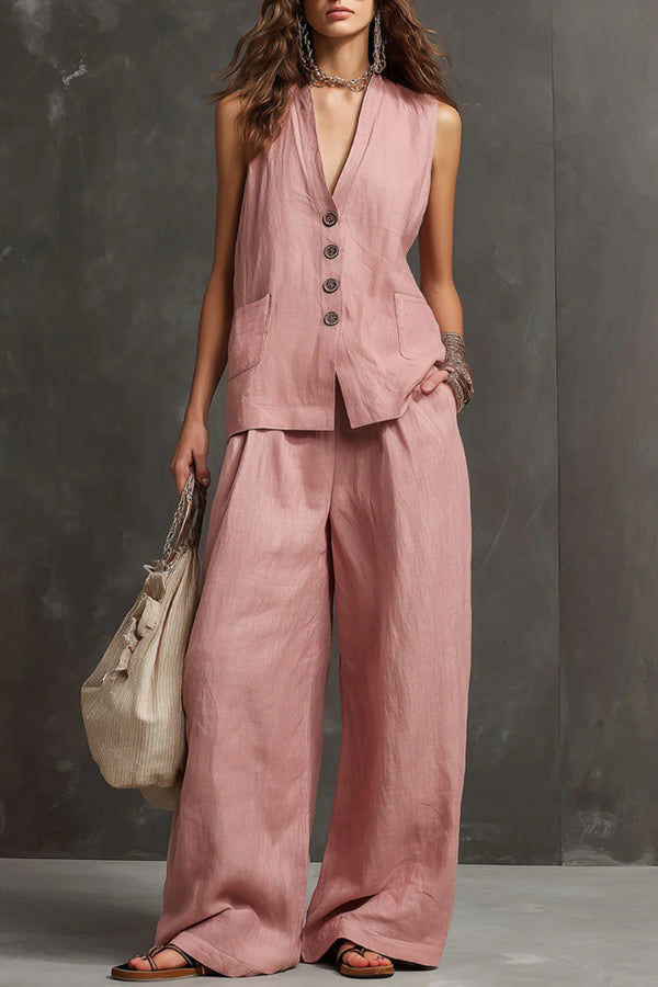 Heloise - Conjunto de chaleco transpirable y pantalón de pernera ancha